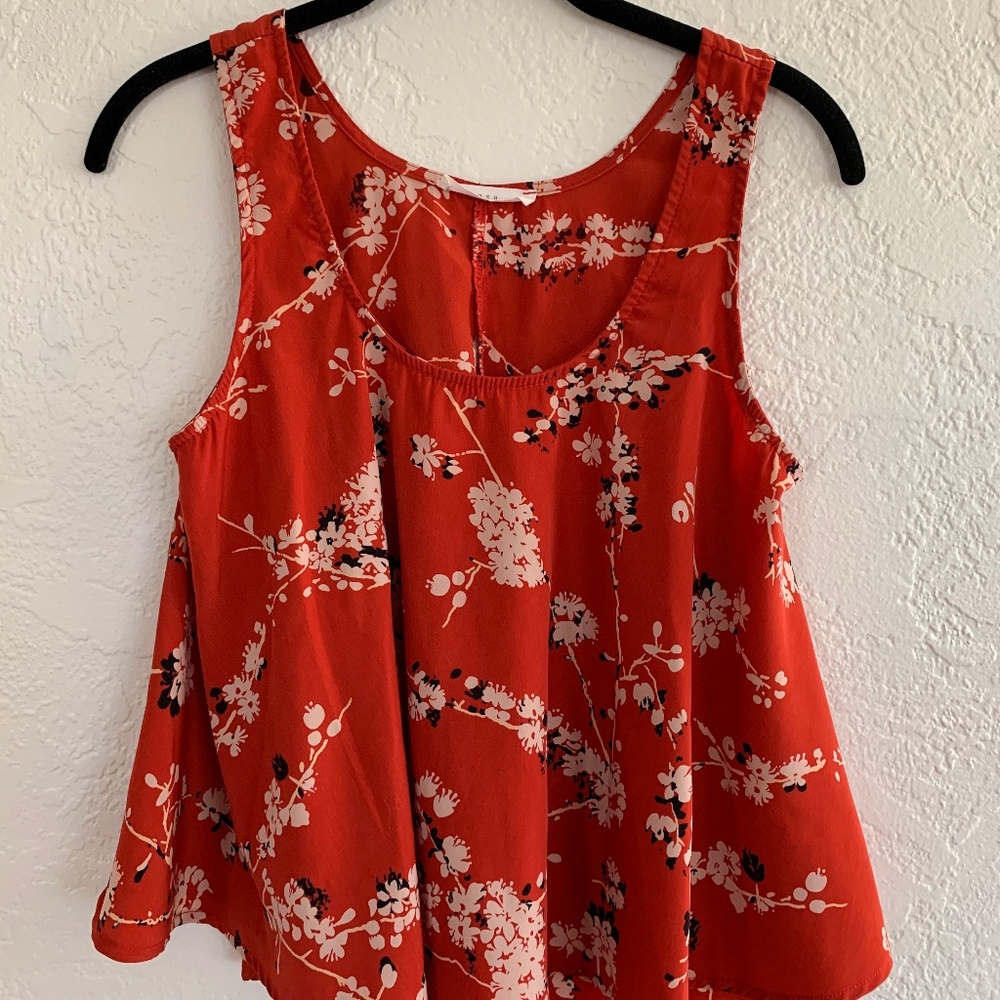 Lush Red Floral A - Line Tank